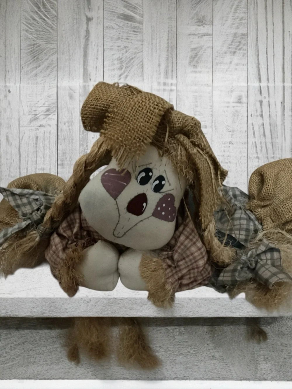 NEW-Handcrafted Brown Burlap Scarecrow Plush - Rustic Home Accents